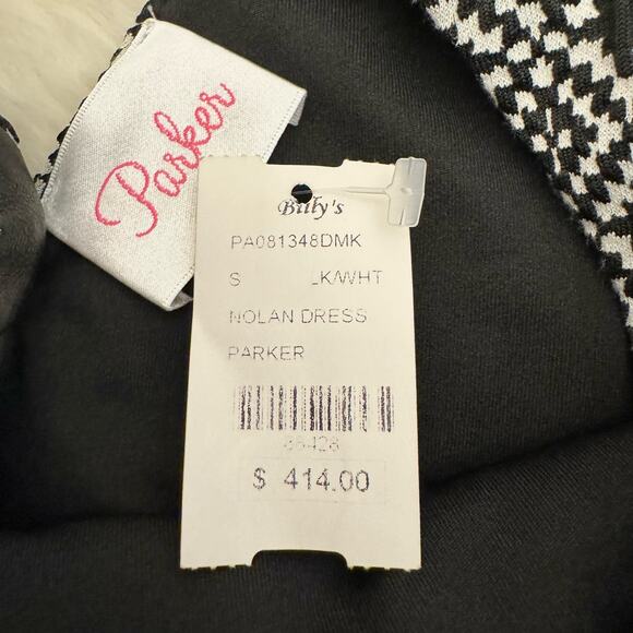 Parker Jacquard Leather Trim Nolan Fit & Flare Dress Small NWT - Picture 7 of 13